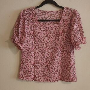 Chic Pink Floral Blouse for Women